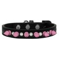 Mirage Pet Products Crystal & Light Pink Spikes Dog CollarBlack Size 16 625-LPK BK16